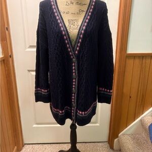 Talbots Elegant Navy and Pink Women's Cardigan